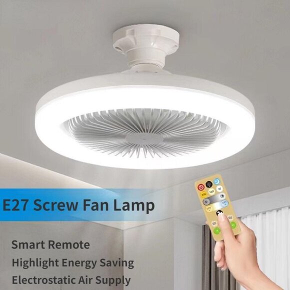 Ceiling Fan with Lights,Small Ceiling Fan with Remote,10-inch Bladeless Fans2Pcs - Picture 1 of 8